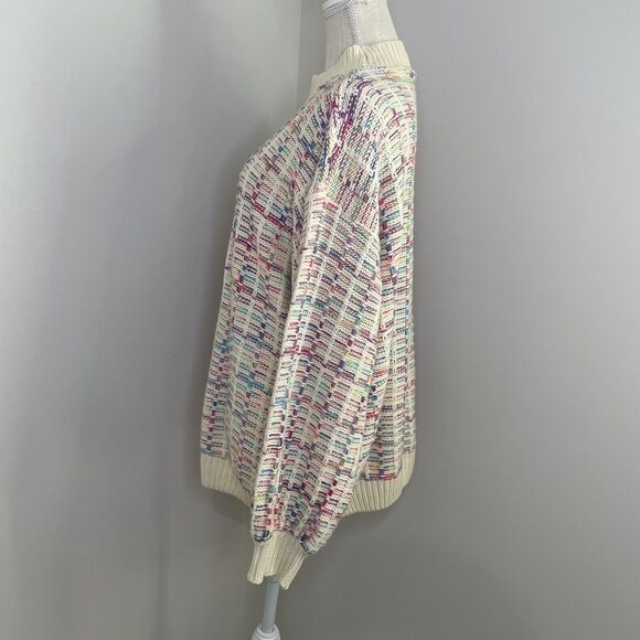 Sew In Love Rainbow Mock Neck Fisherman Knit Stitched Sweater Women's Size Large - Picture 4 of 13